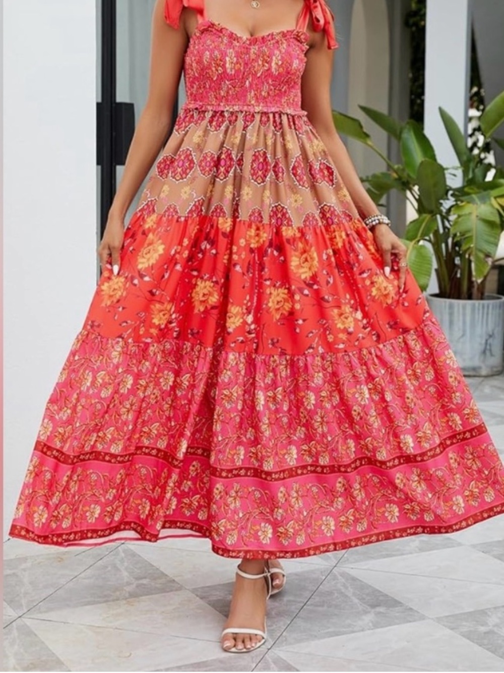 Amazon Pink and Red Floral Maxi Dress - Picture 7 of 7